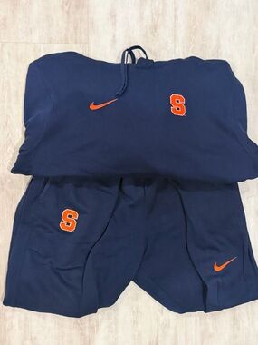 Nike Navy Hoodie with Orange Swoosh and 'S' Patch